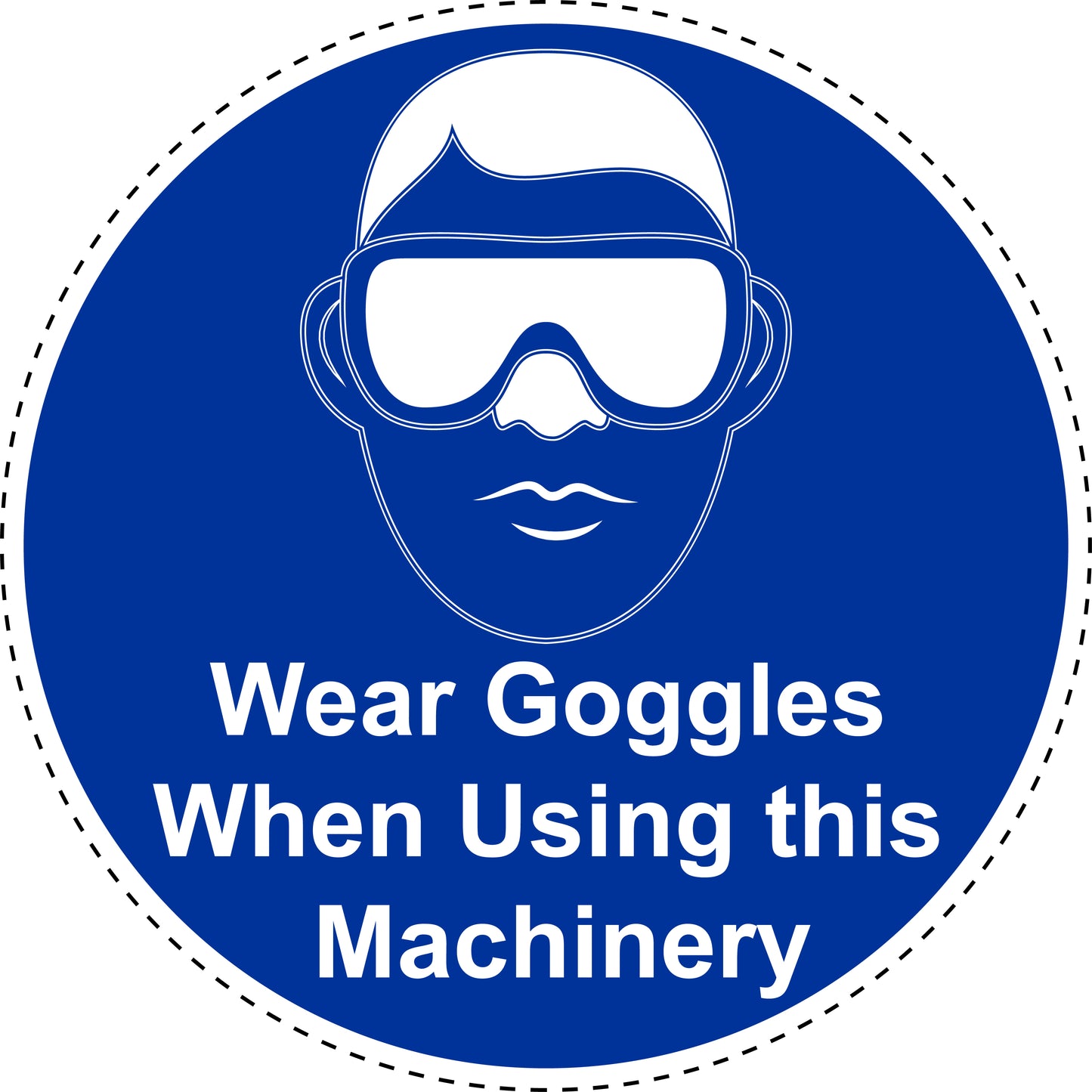 Mandatory stickers  "Wear goodles when using this machinery" made of PVC plastic, LH-SIM1470