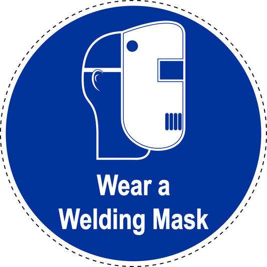 Mandatory stickers "Wear a welding mask" made of PVC plastic, LH-SIM1480