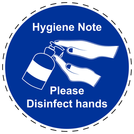 Mandatory stickers "Hygiene note Please disinfect hands", made of PVC plastic, LH-SIM1540