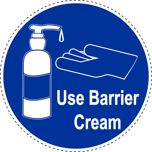 Mandatory stickers "Use Barrier Cream " made of PVC plastic, LH-SIM1550