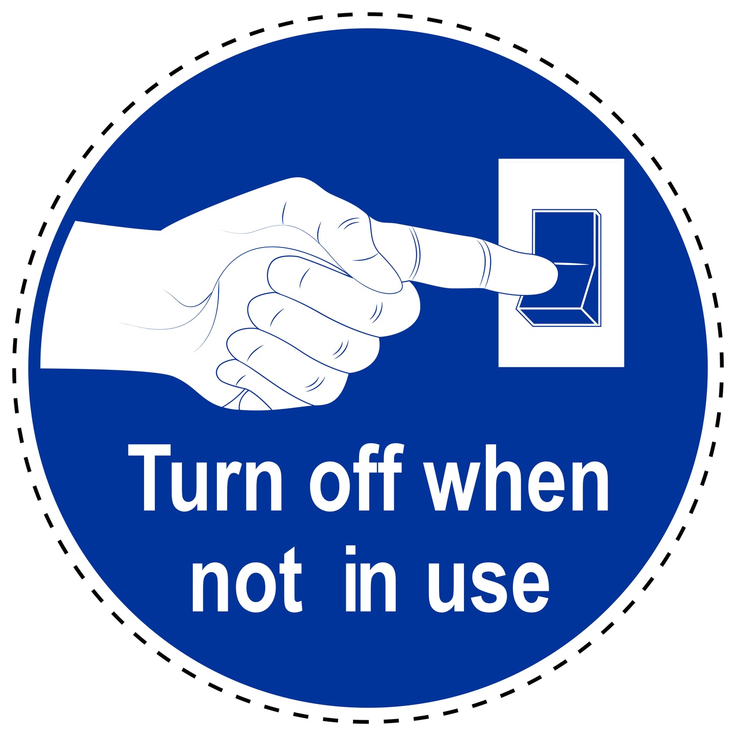 Mandatory stickers "Turn off when not in use" made of PVC plastic, LH-SIM1560