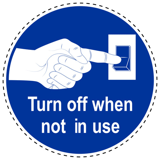 Mandatory stickers "Turn off when not in use" made of PVC plastic, LH-SIM1560