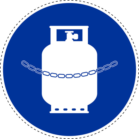 Mandatory sticker "Gas bottles with a chain" made of PVC plastic, ES-SIM1610