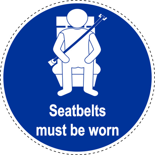 Mandatory stickers "Seat belts must be worn" made of PVC plastic, LH-SIM1620