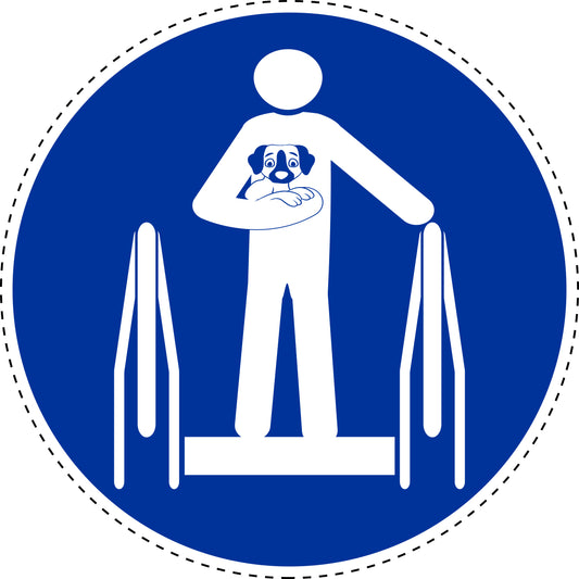 Mandatory sticker "Dogs must be carried" made of PVC plastic, ES-SIM1640