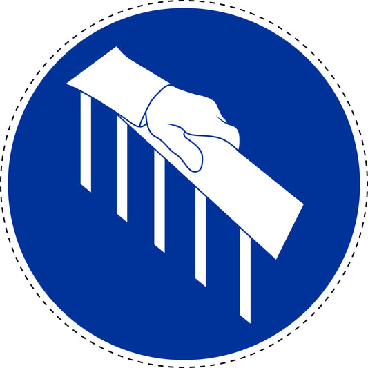 Mandatory sticker "Use a handrail" made of PVC plastic, ES-SIM1710