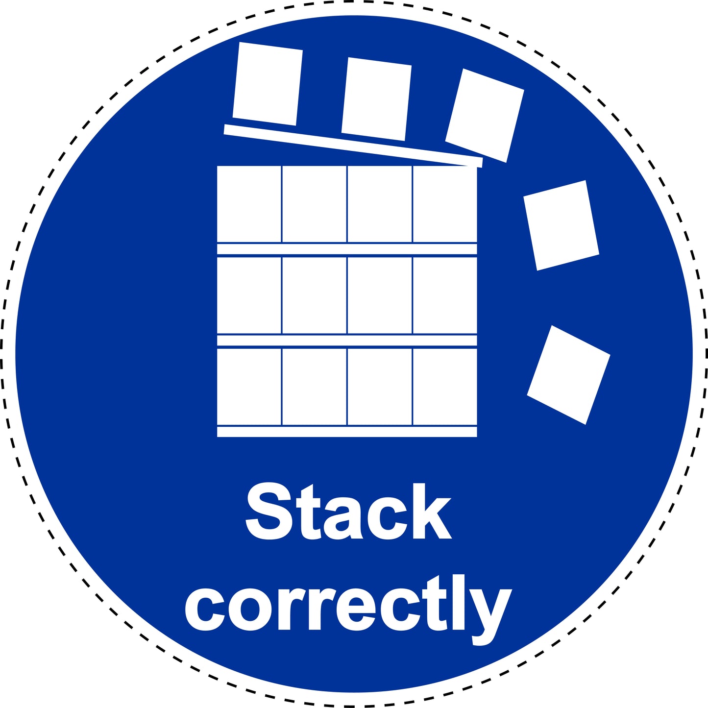 Mandatory stickers "Stack correctly" made of PVC plastic, LH-SIM1730
