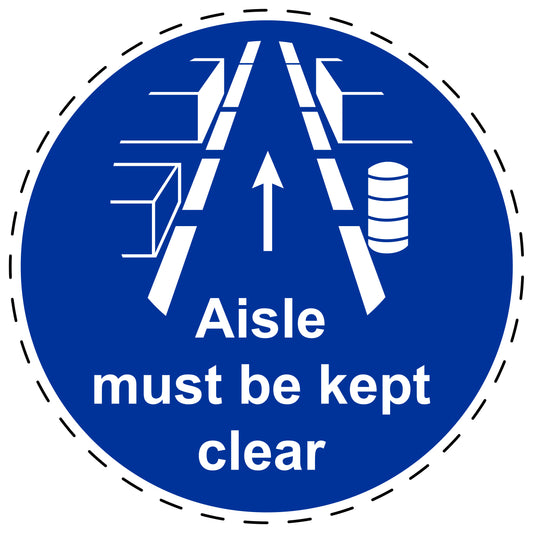Mandatory sticker "Aisle must be kept clear" made of PVC plastic, ES-SIM1790