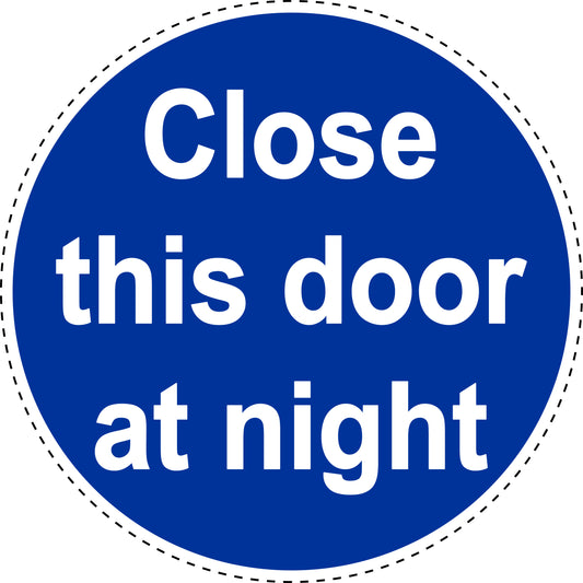 Commandment sticker "Close this door at night" made of PVC plastic, ES-SIM1840