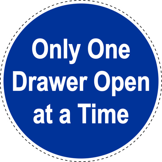 Commandment sticker "Always only keep one drawer open" made of PVC plastic, ES-SIM1870