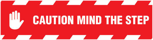 “Caution mind the step” Sticker 20-80 cm made of PVC plastic, LH-STUFE-11000-45x12-14-0