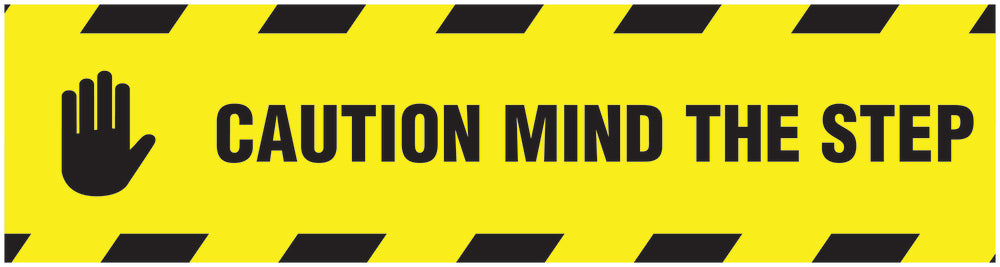 “Caution mind the step” Sticker 20-80 cm made of PVC plastic, LH-STUFE-11000-45x12-3-88