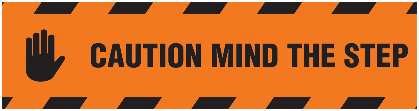 “Caution mind the step” Sticker 20-80 cm made of PVC plastic, LH-STUFE-11000-45x12-8-88