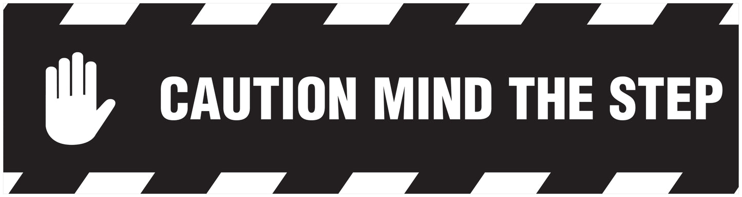 “Caution mind the step” Sticker 20-80 cm made of PVC plastic, LH-STUFE-11000-45x12-88-0