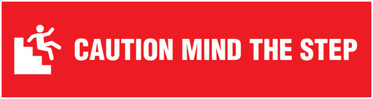 “Caution mind the step” Sticker 20-80 cm made of PVC plastic, LH-STUFE-12000-45x12-14-0