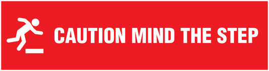 “Caution mind the step” Sticker 20-80 cm made of PVC plastic, LH-STUFE-13000-45x12-14-0