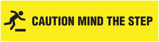 “Caution mind the step” Sticker 20-80 cm made of PVC plastic, LH-STUFE-13000-45x12-3-88