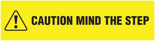 “Caution mind the step” Sticker 20-80 cm made of PVC plastic, LH-STUFE-14000-45x12-3-88