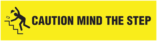 “Caution mind the step” Sticker 20-80 cm made of PVC plastic, LH-STUFE-15000-45x12-3-88