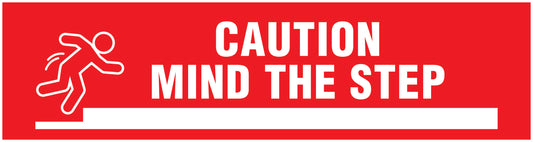 “Caution mind the step” Sticker 20-80 cm made of PVC plastic, LH-STUFE-17000-45x12-14-0