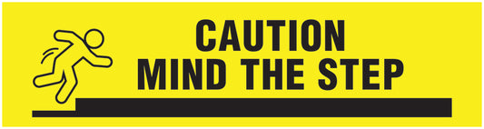 “Caution mind the step” Sticker 20-80 cm made of PVC plastic, LH-STUFE-17000-45x12-3-88