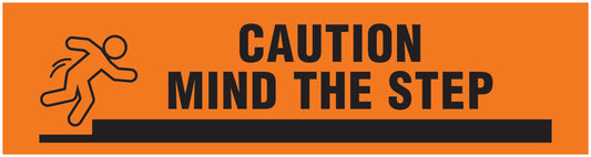 “Caution mind the step” Sticker 20-80 cm made of PVC plastic, LH-STUFE-17000-45x12-8-88