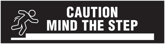 “Caution mind the step” Sticker 20-80 cm made of PVC plastic, LH-STUFE-17000-45x12-88-0