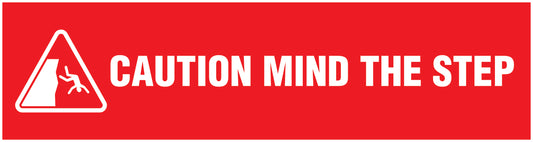 “Caution mind the step” Sticker 20-80 cm made of PVC plastic, LH-STUFE-18000-45x12-14-0