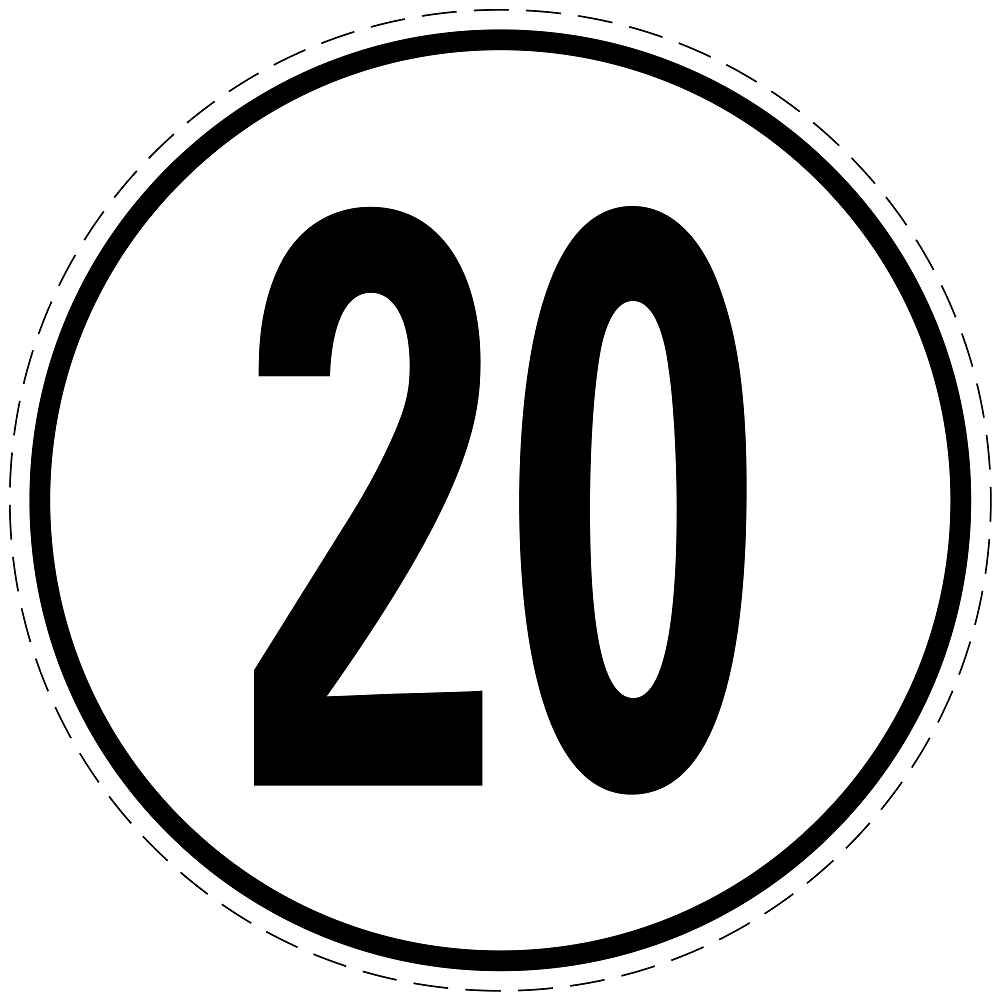 Speed sign 20 km/h LH-CAR5000-20 – LabelHeaven