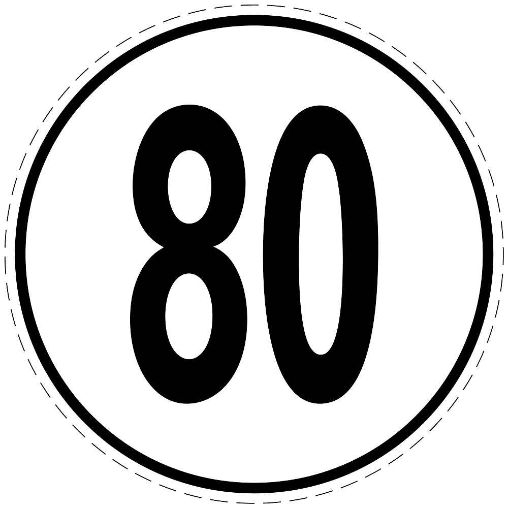 Speed sign 80 km/h LH-CAR5000-80 – LabelHeaven