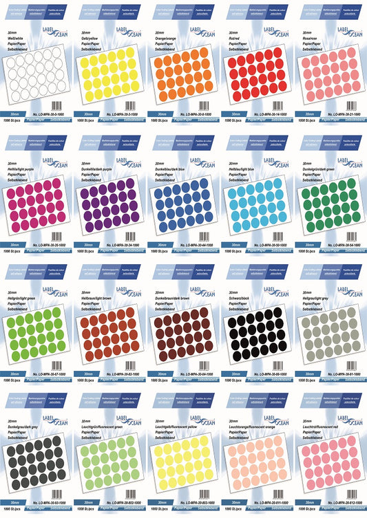 Marking dots 30 mm made of self-adhesive paper on a roll MPA-30