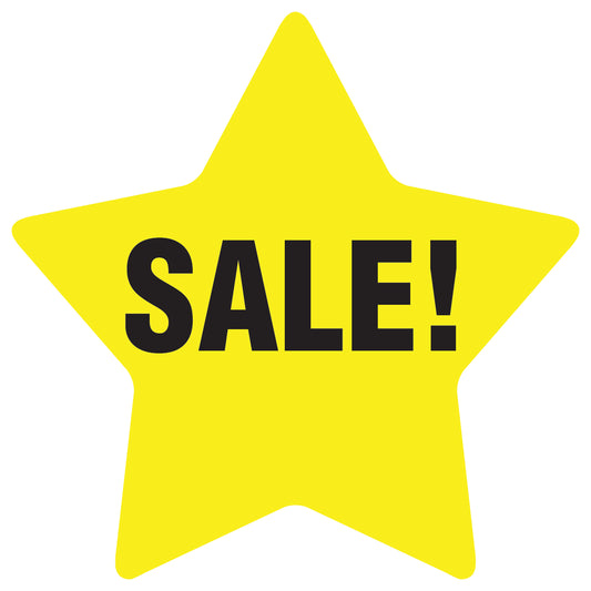 Promotional stickers star-shaped "Sale!" 2-7 cm LH-SALE-2000-ST-10-3-88