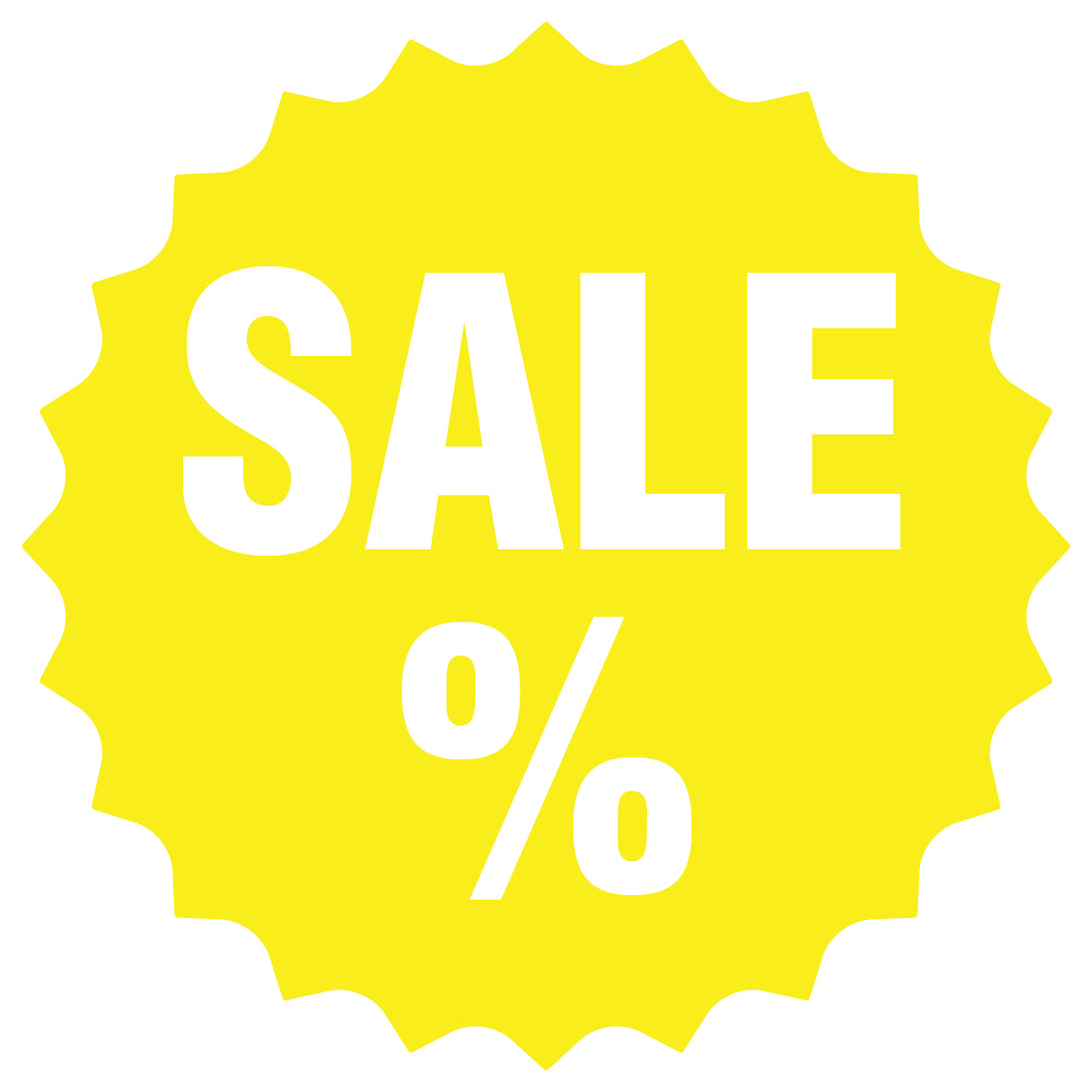Promotional stickers round star-shaped "Sale%" 10-60 cm LH-SALE-3000-RS-10-3-0
