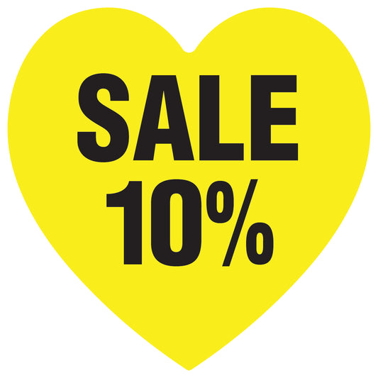 Promotional stickers heart shaped "Sale 10%" 10-60 cm LH-SALE-3010-HE-10-3-88