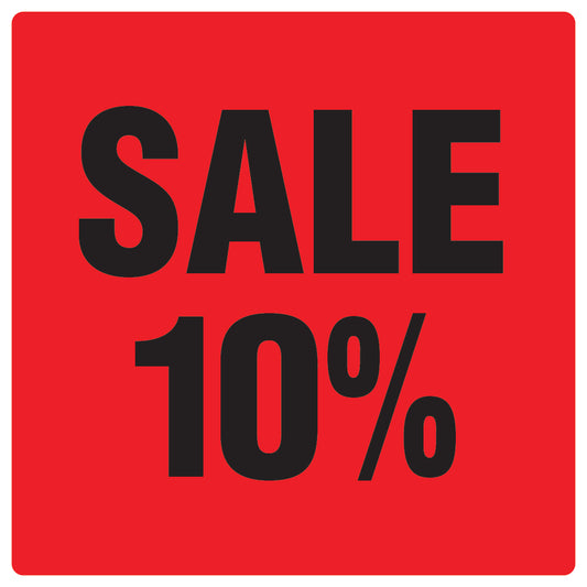 Promotional stickers square"Sale 10%" 2-7 cm LH-SALE-3010-QU-10-14-88