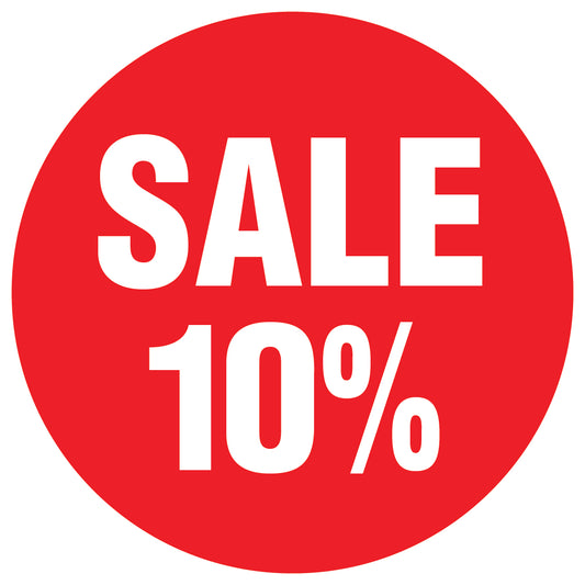 Promotional stickers round 2 "Sale 10%" 10-60 cm LH-SALE-3010-RU-10-14-0