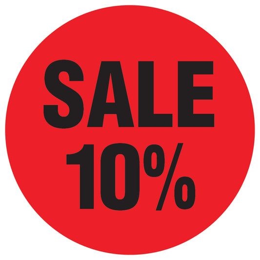 Promotional stickers round 2 "Sale 10%" 2-7 cm LH-SALE-3010-RU-10-14-88