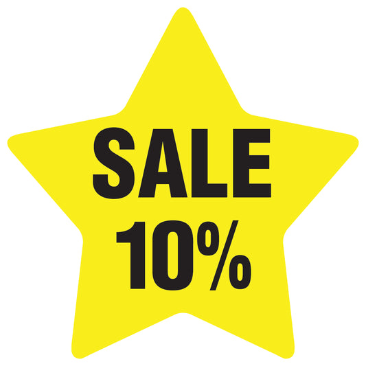 Promotional stickers round star-shaped "Sale 10%" 10-60 cm LH-SALE-3010-ST-10-3-88