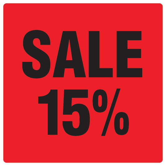 Promotional stickers square"Sale 15%" 10-60 cm LH-SALE-3015-QU-10-14-88