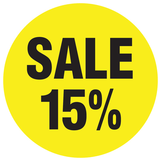 Promotional stickers round 2 "Sale 15%" 10-60 cm LH-SALE-3015-RU-10-3-88
