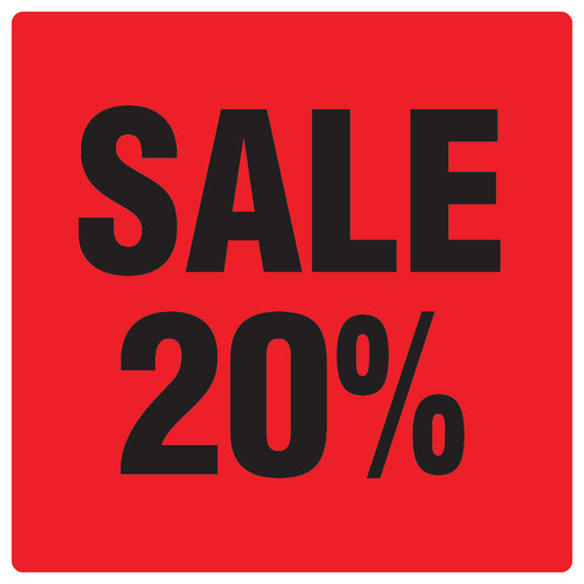 Promotional stickers square"Sale 20%" 10-60 cm LH-SALE-3020-QU-10-14-88
