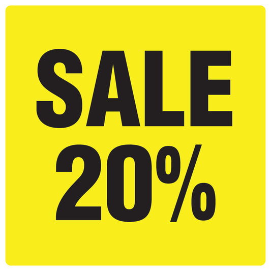Promotional stickers square"Sale 20%" 10-60 cm LH-SALE-3020-QU-10-3-88