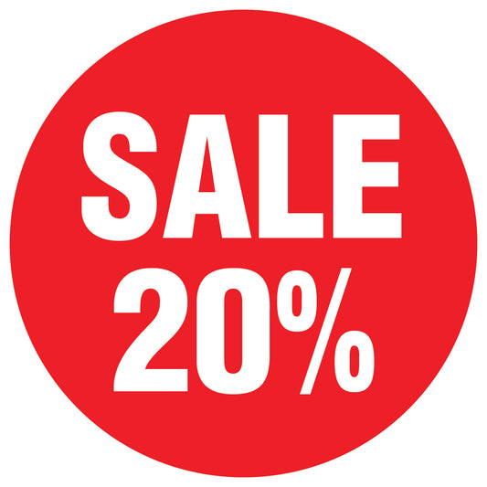 Promotional stickers round 2 "Sale 20%" 10-60 cm LH-SALE-3020-RU-10-14-0