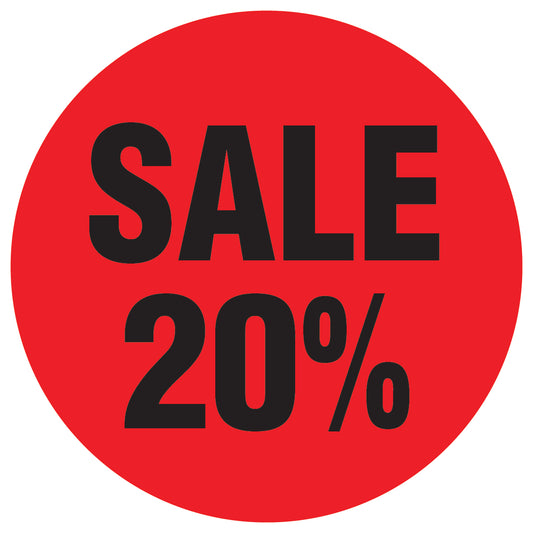 Promotional stickers round 2 "Sale 20%" 10-60 cm LH-SALE-3020-RU-10-14-88