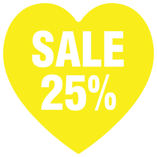 Promotional stickers heart shaped "Sale 25%" 2-7 cm LH-SALE-3025-HE-10-3-0