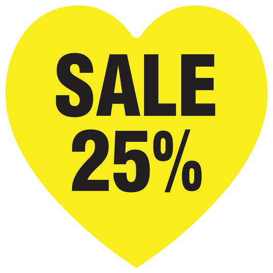 Promotional stickers heart shaped "Sale 25%" 10-60 cm LH-SALE-3025-HE-10-3-88