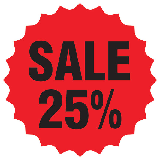 Promotional stickers round star-shaped "Sale 25%" 10-60 cm LH-SALE-3025-RS-10-14-88