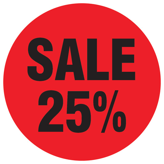 Promotional stickers round 2 "Sale 25%" 10-60 cm LH-SALE-3025-RU-10-14-88