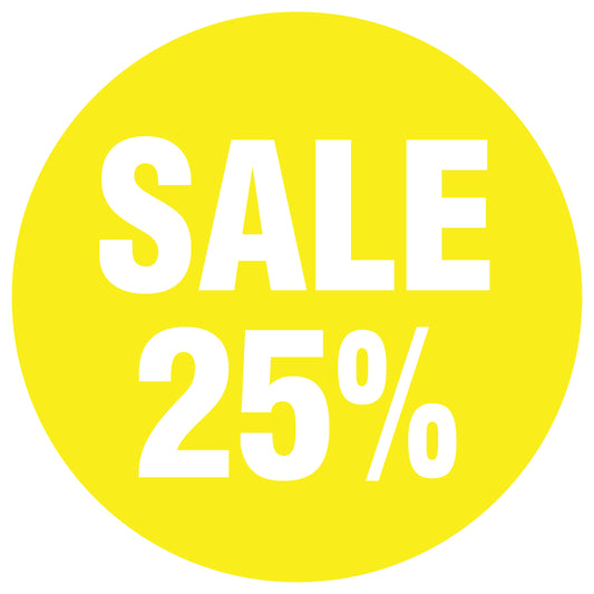 Promotional stickers round 2 "Sale 25%" 2-7 cm LH-SALE-3025-RU-10-3-0
