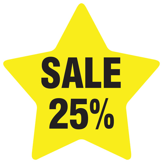 Promotional stickers round star-shaped "Sale 25%" 10-60 cm LH-SALE-3025-ST-10-3-88